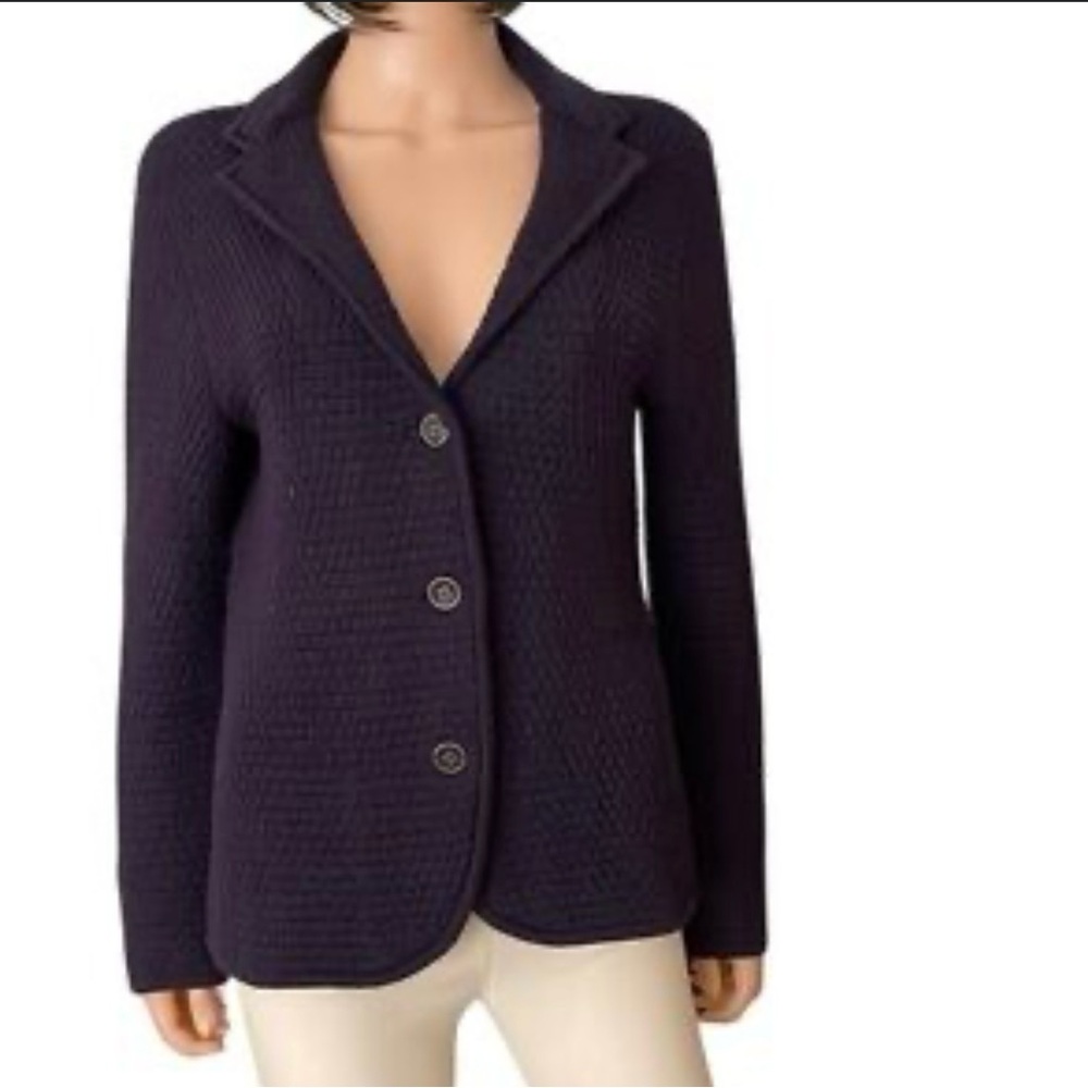 Talbots Petites Purple 100% Merino Wool Cardigan Sweater Womens Size MP